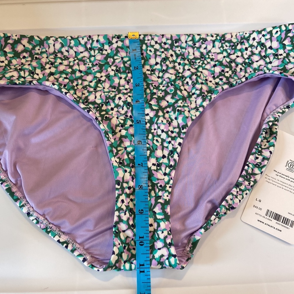 Athleta clean full bikini, bottom purple green floral size large - Picture 6 of 6